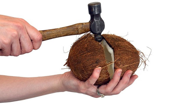 घर पर नारियल कैसे खोल सकता है