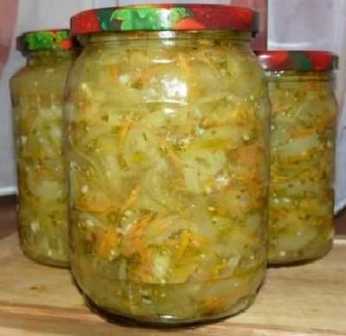 हरी टमाटर के साथ सर्दियों के लिए गोभी का सलाद